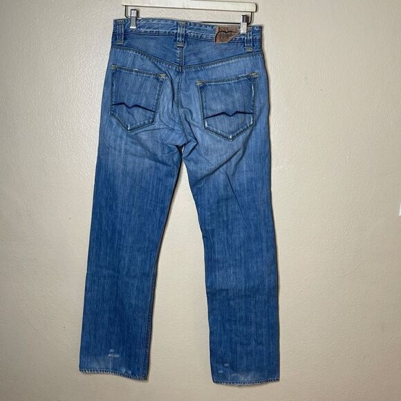 BOSS HUGO BOSS Jeans Mens Size 32 Straight Leg Light Wah Blue Distressed - Picture 5 of 14